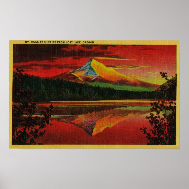 Mt. Hood at Sunrise from Lost Lake, Oregon Poster (Front)