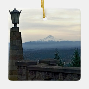 Mt. Hood from Rocky Butte, Portland, Oregon Ceramic Ornament