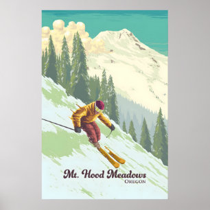 Mt Hood Meadows Oregon Ski Resort Travel Poster