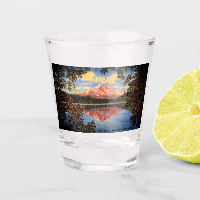 Mt. Hood, Oregon Crystal Clear Lost Lake Shot Glass (Front)