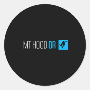 Mt. Hood Oregon Snowboard Box Type Classic Round Sticker