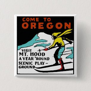 MT. HOOD OREGON - VINTAGE TRAVEL 15 CM SQUARE BADGE