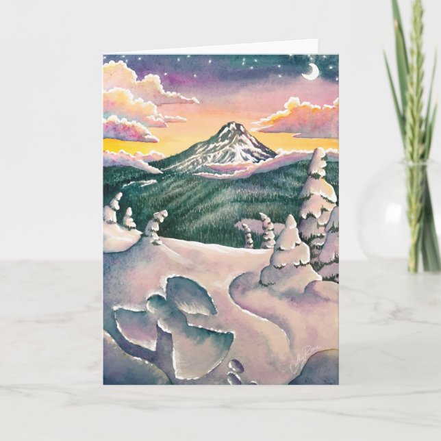 Mt. Hood Snow Angel Holiday Card (Front)