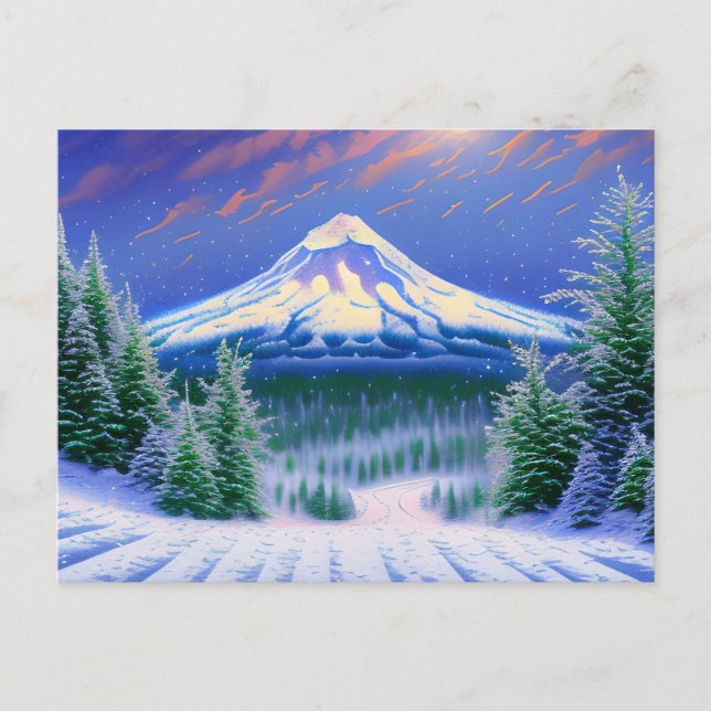 Mt Hood Snow Landscape Postcard (Front)