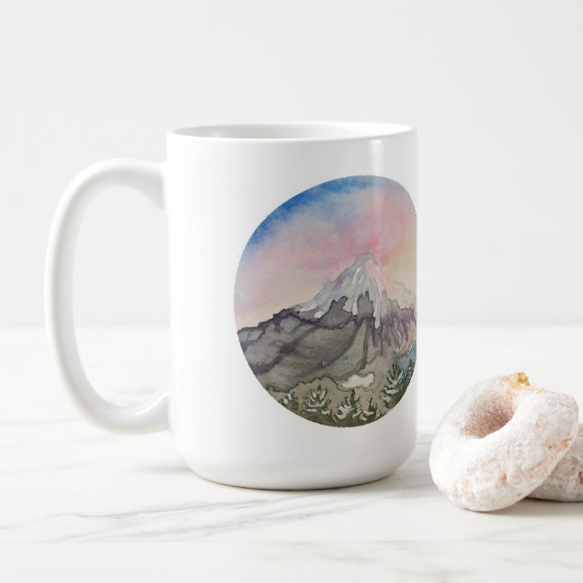 Mt. Hood Sunrise Coffee Mug (With Donut)