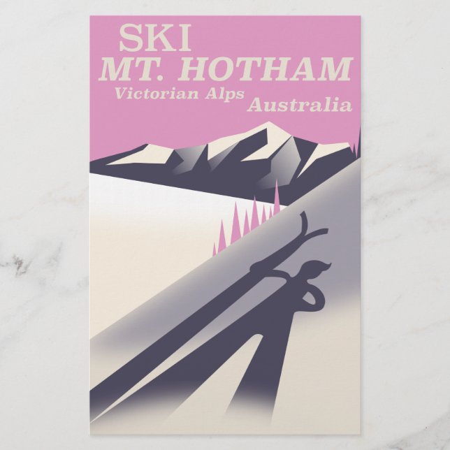 Mt. Hotham, Victorian Alps ski poster. Stationery (Front)