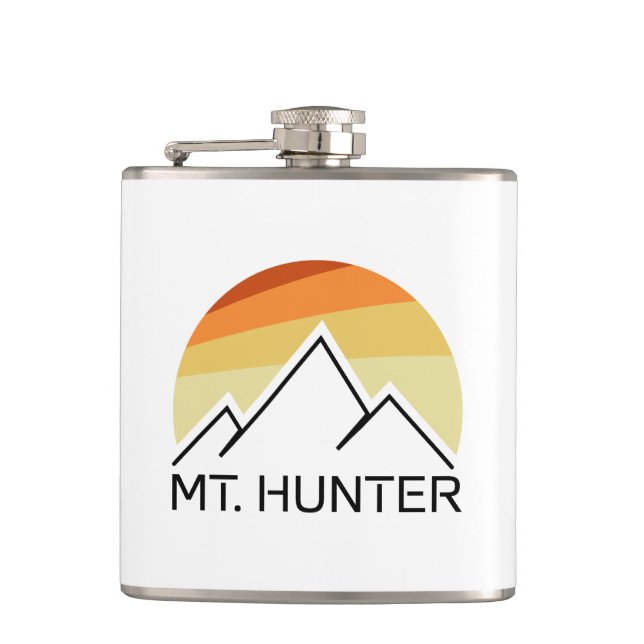 Mt. Hunter Alaska Retro Hip Flask (Front)
