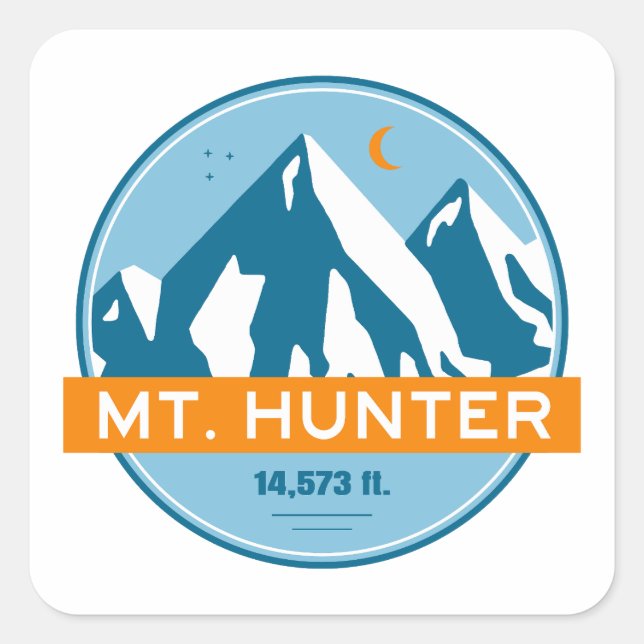 Mt. Hunter Alaska Stars Moon Square Sticker (Front)