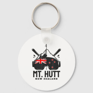 Mt Hutt New Zealand Ski Resort Retro Skiing Key Ring