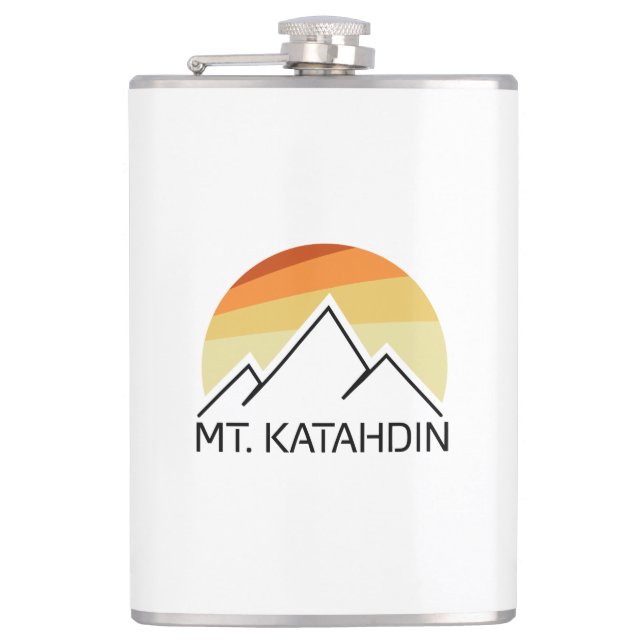 Mt. Katahdin Retro Hip Flask (Front)