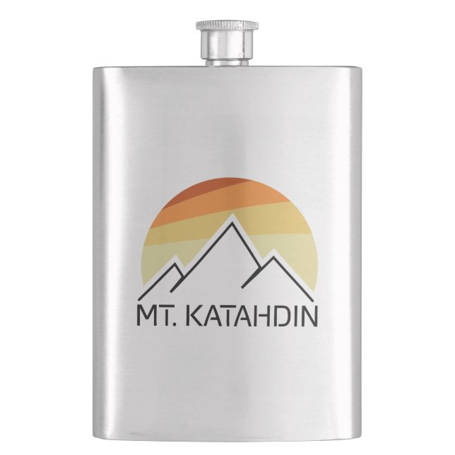 Mt. Katahdin Retro Hip Flask (Front)