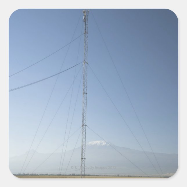 Mt. Kilimanjaro in background. Square Sticker (Front)