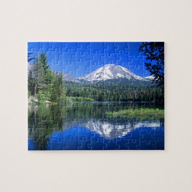 Mt. Lassen rises above Manzanita Lake Jigsaw Puzzle (Horizontal)