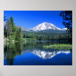 Mt. Lassen rises above Manzanita Lake Poster