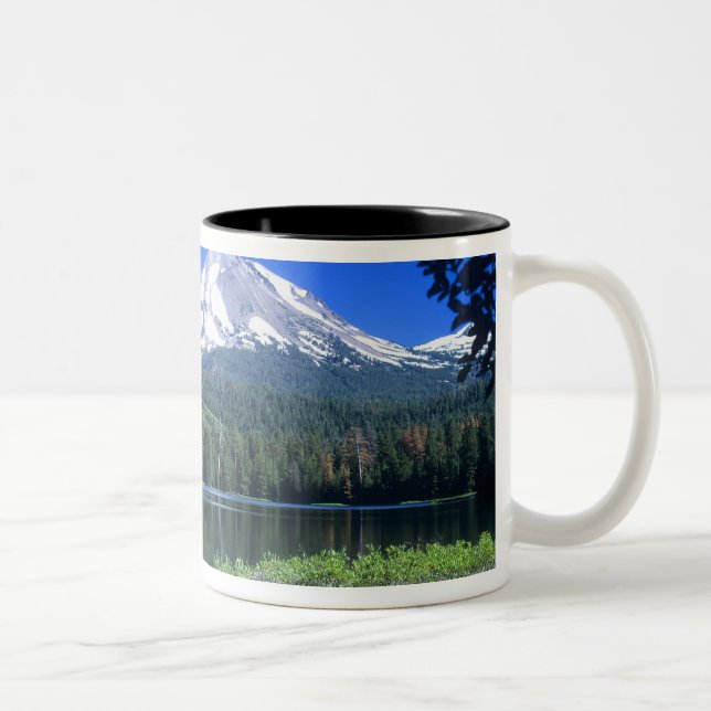 Mt. Lassen rises above Manzanita Lake Two-Tone Coffee Mug (Right)