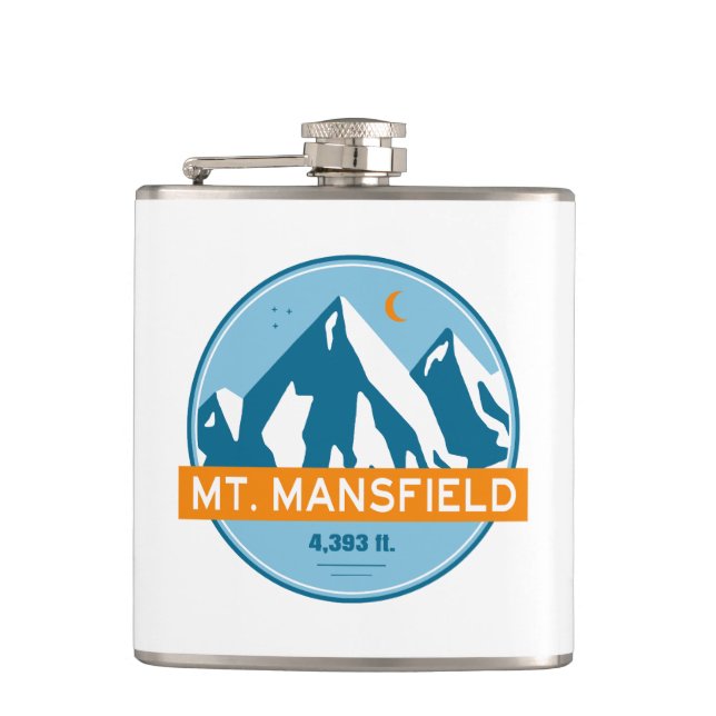Mt. Mansfield Vermont Stars Moon Hip Flask (Front)