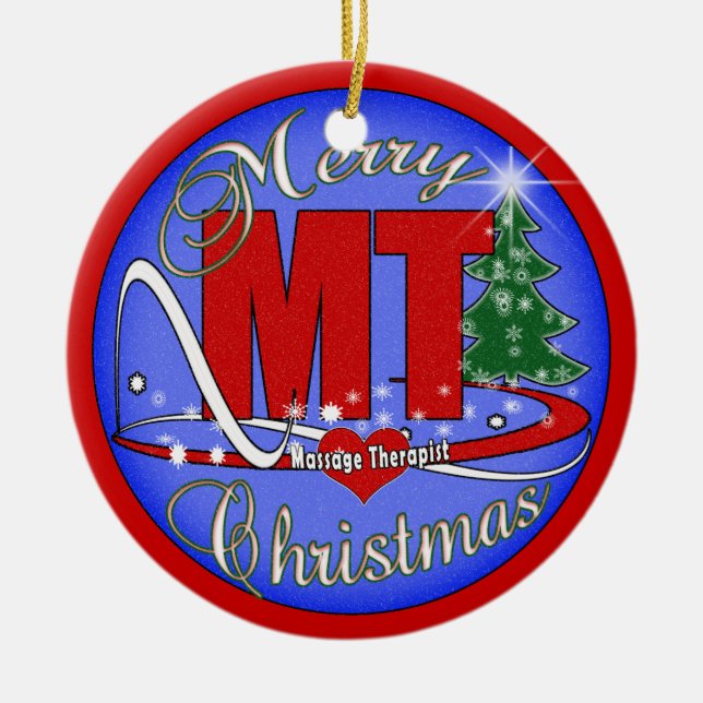 MT MASSAGE THERAPIST MERRY CHRISTMAS ORNAMENT (Front)