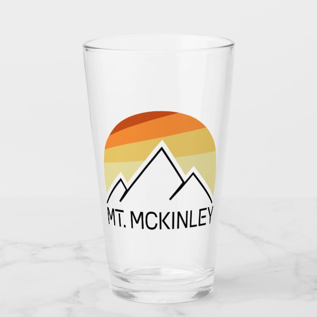 Mt. McKinley Alaska Retro Glass (Front)