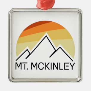 Mt. McKinley Alaska Retro Metal Ornament