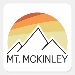 Mt. McKinley Alaska Retro Square Sticker