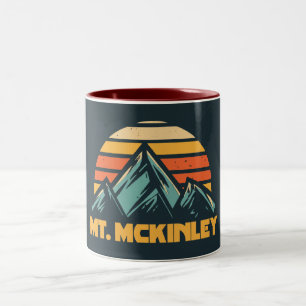 Mt. McKinley Alaska Retro Turquoise Two-Tone Coffee Mug