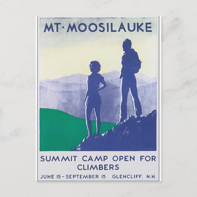 Mt. Moosilauke Vintage Travel Poster Artwork Postcard (Front)