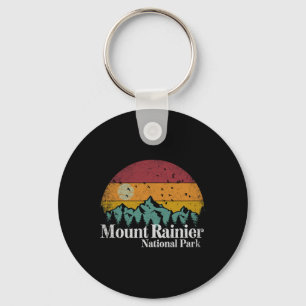Mt Mount Rainier National Park Retro Style Hiking  Key Ring