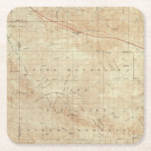 Mt Pinos quadrangle showing San Andreas Rift Square Paper Coaster