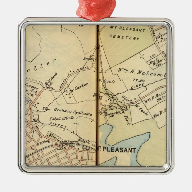 Mt. Pleasant, New York 2 Metal Tree Decoration (Front)