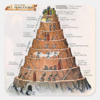 Mt Purgatory Illustration - in Italian Square Sticker