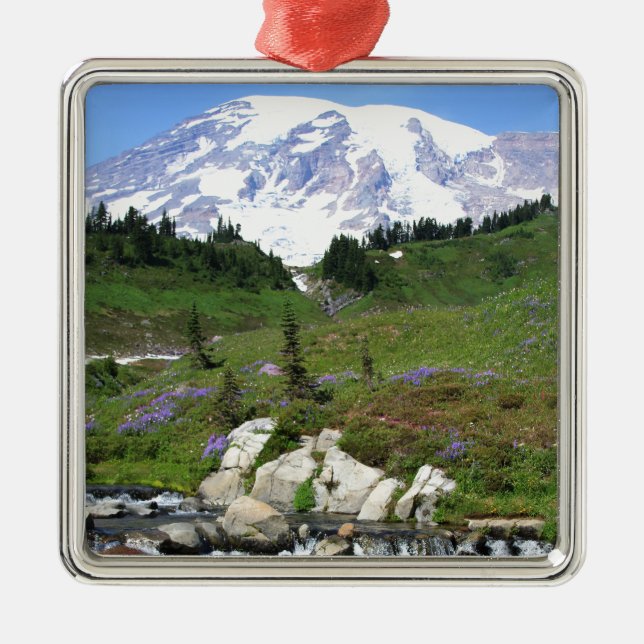 Mt Rainer, Edith Creek Metal Tree Decoration (Front)