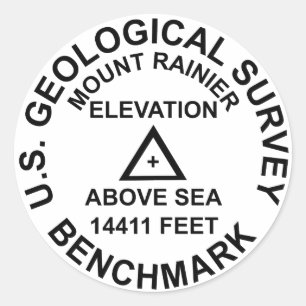 Mt. Rainer USGS Style Benchmark Classic Round Sticker