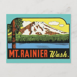 Mt. Rainer Washington Vintage Travel  Postcard