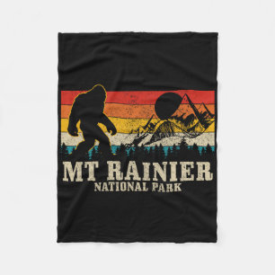 Mt. Rainier Bigfoot Vintage Mountain Hiking Washin Fleece Blanket