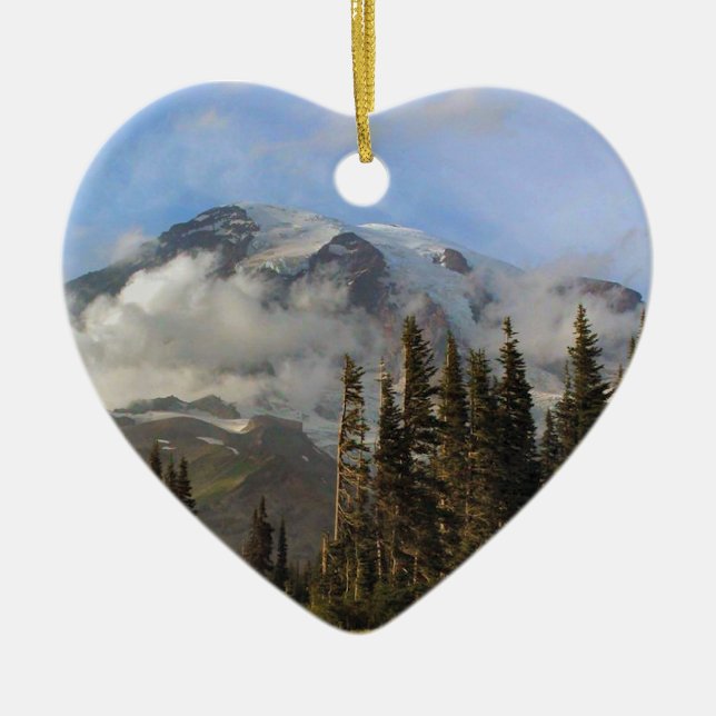 Mt Rainier Ceramic Tree Decoration (Front)