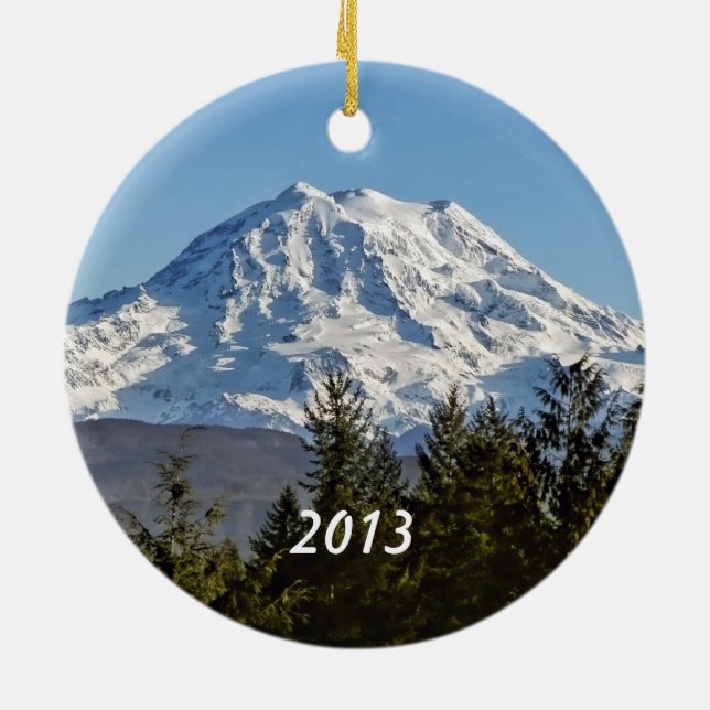 Mt. Rainier Keepsake Ceramic Ornament (Back)