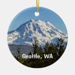 Mt. Rainier Keepsake Ceramic Tree Decoration
