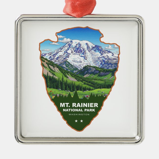 Mt. Rainier National Park Arrowhead Metal Ornament (Front)