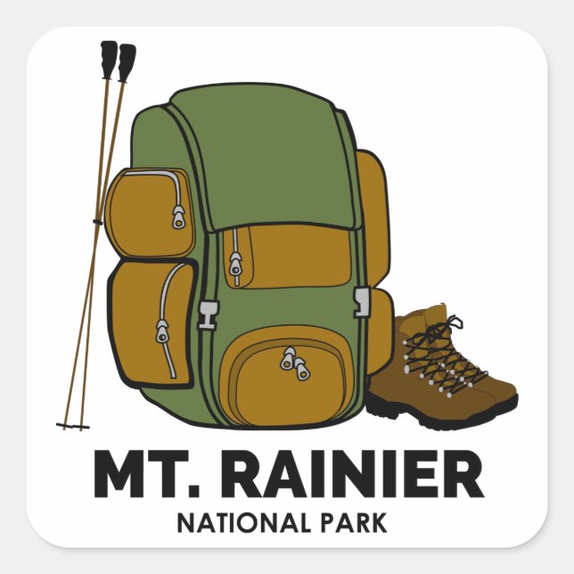 Mt. Rainier National Park Backpack Square Sticker (Front)