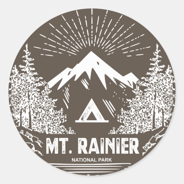 Mt. Rainier National Park Classic Round Sticker (Front)