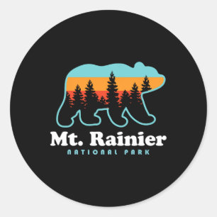 Mt Rainier National Park Hikes Washington Bear  Classic Round Sticker
