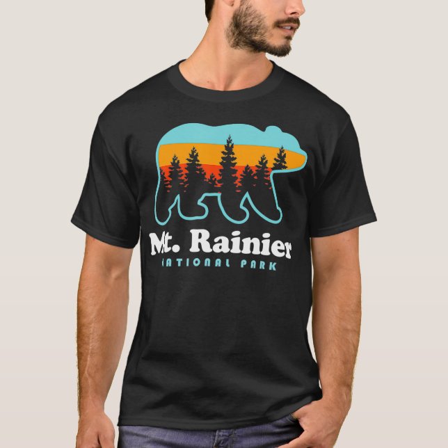 Mt Rainier National Park Hikes Washington Bear  T-Shirt (Front)