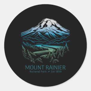 Mt. Rainier National Park Hiking Camping Mountain Classic Round Sticker