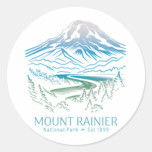 Mt. Rainier National Park Hiking Camping Mountain Classic Round Sticker