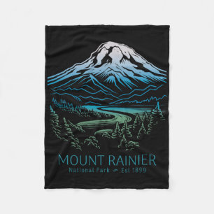 Mt. Rainier National Park Hiking Camping Mountain Fleece Blanket