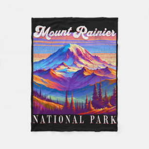 Mt. Rainier National Park Mountain Art Souvenir 1 Fleece Blanket