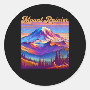 Mt. Rainier National Park Mountain Art Souvenir Classic Round Sticker
