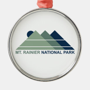 Mt. Rainier National Park Mountain Sun Metal Ornament
