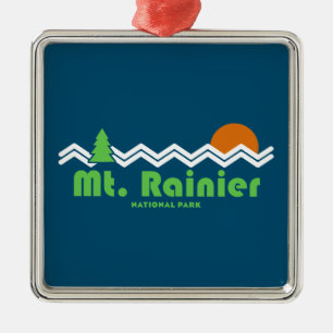 Mt. Rainier National Park Retro Metal Ornament