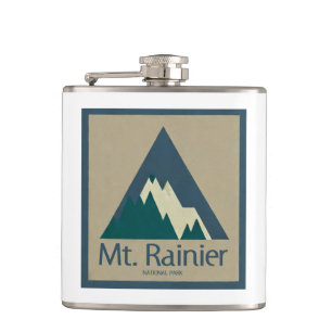 Mt. Rainier National Park Rustic Hip Flask